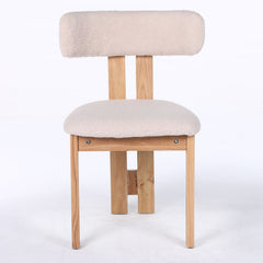 Chaise de salle à manger design Ceriz Bois clair et Tissu bouclette Beige