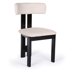 Chaise de salle à manger design Ceriz Bois foncé et Velours Beige