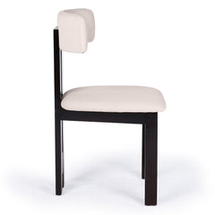 Chaise de salle à manger design Ceriz Bois foncé et Velours Beige