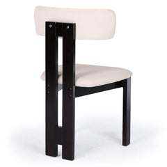 Chaise de salle à manger design Ceriz Bois foncé et Velours Beige