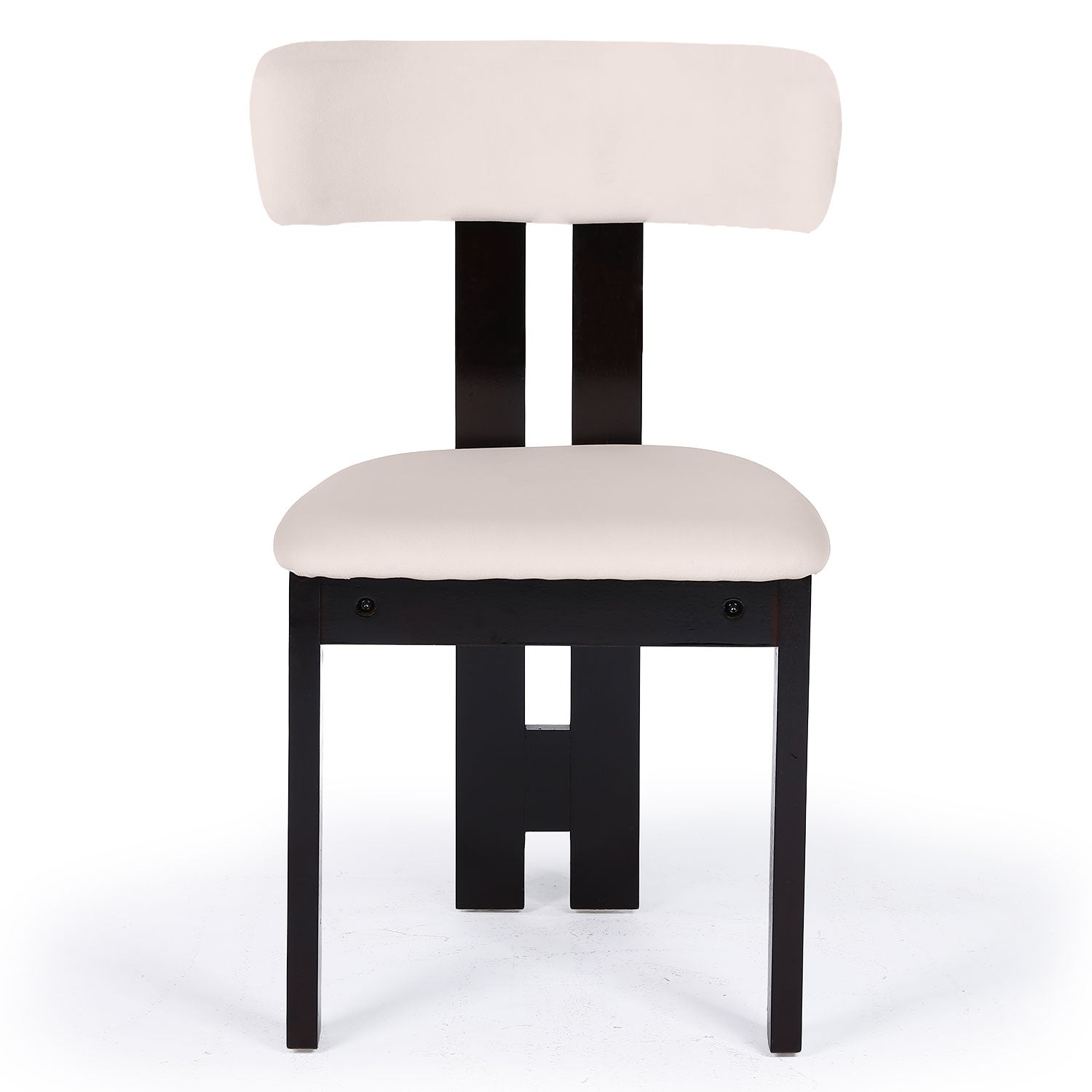 Chaise de salle à manger design Ceriz Bois foncé et Velours Beige