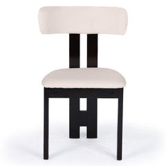 Chaise de salle à manger design Ceriz Bois foncé et Velours Beige