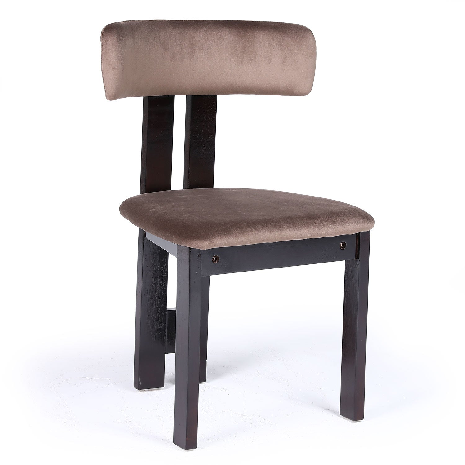Chaise de salle à manger design Ceriz Bois foncé et Velours Marron