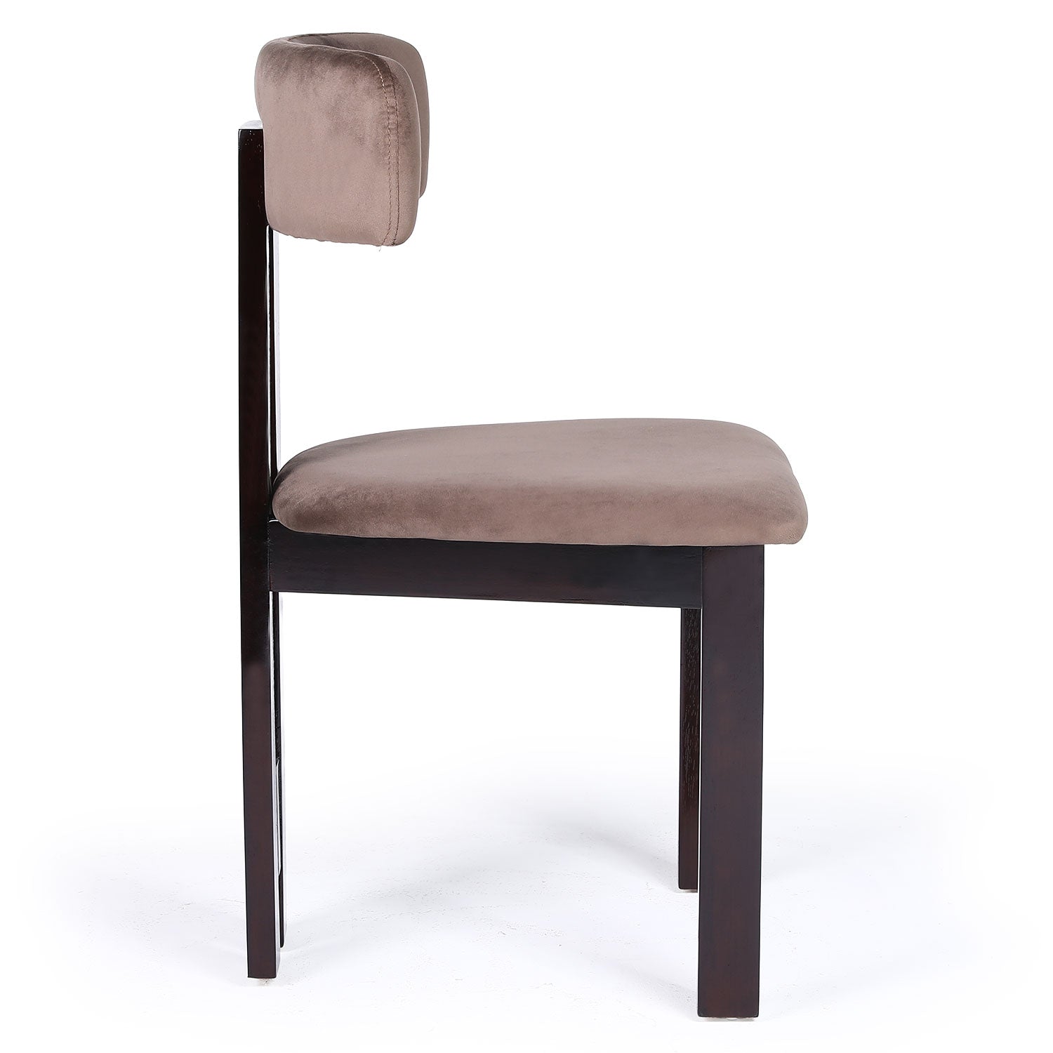 Chaise de salle à manger design Ceriz Bois foncé et Velours Marron