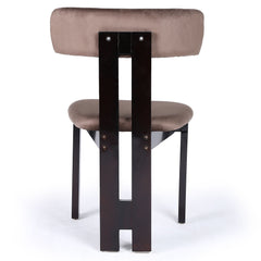 Chaise de salle à manger design Ceriz Bois foncé et Velours Marron