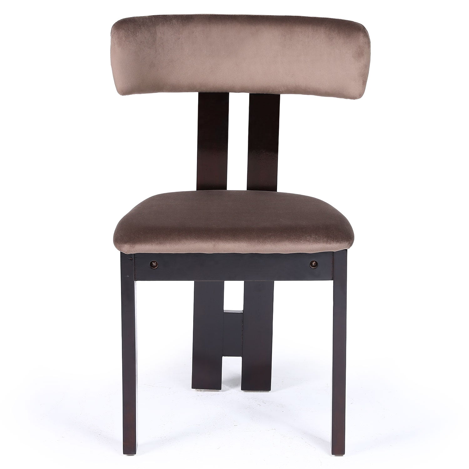 Chaise de salle à manger design Ceriz Bois foncé et Velours Marron