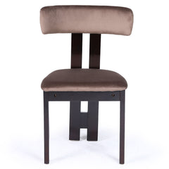 Chaise de salle à manger design Ceriz Bois foncé et Velours Marron