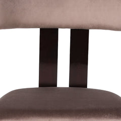 Chaise de salle à manger design Ceriz Bois foncé et Velours Marron