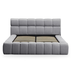 Lit-coffre Carita avec rebords matelassés en tissu gris foncé 180x200cm