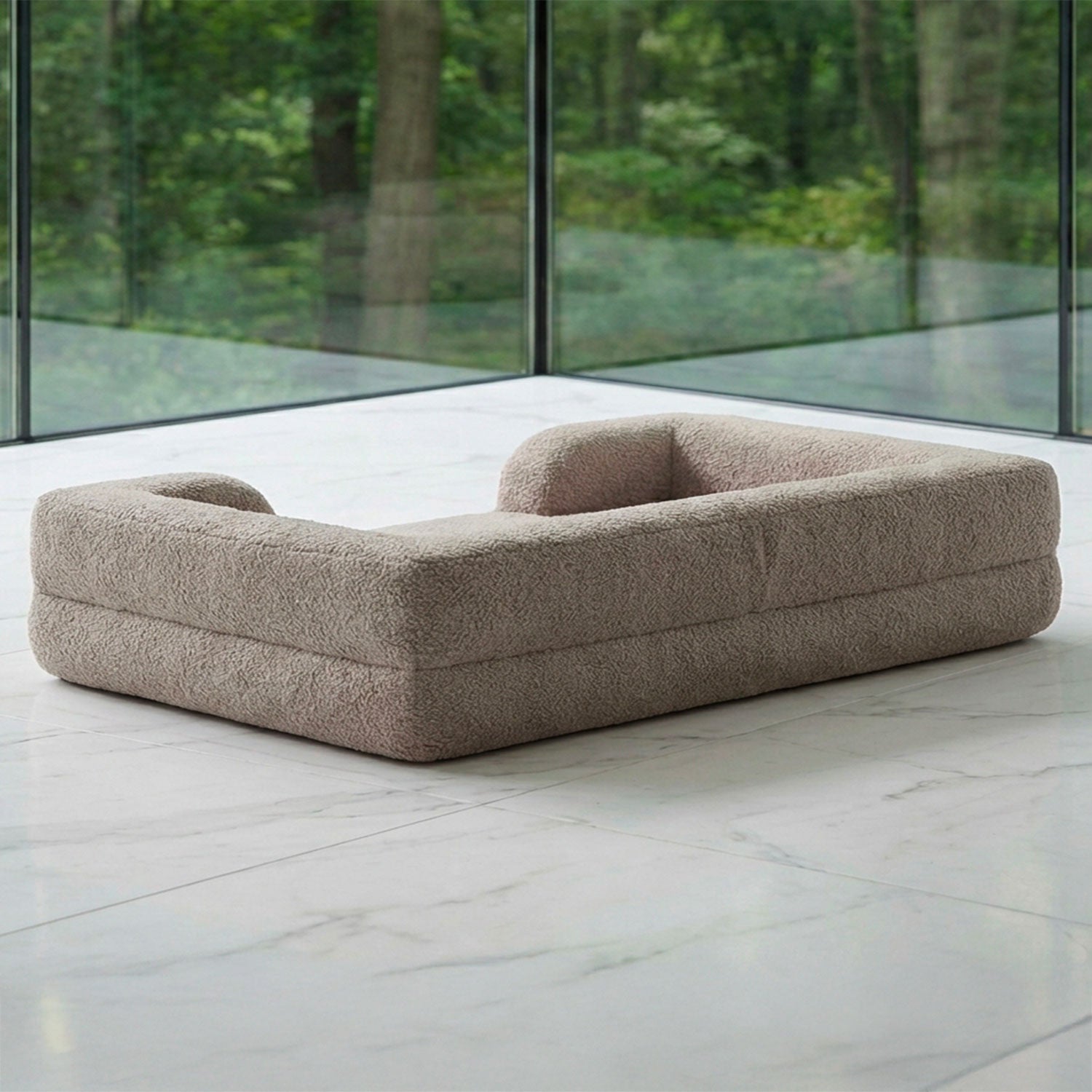 Panier pour chien et chat Chouchon 65x90cm Tissu Bouclette Taupe clair