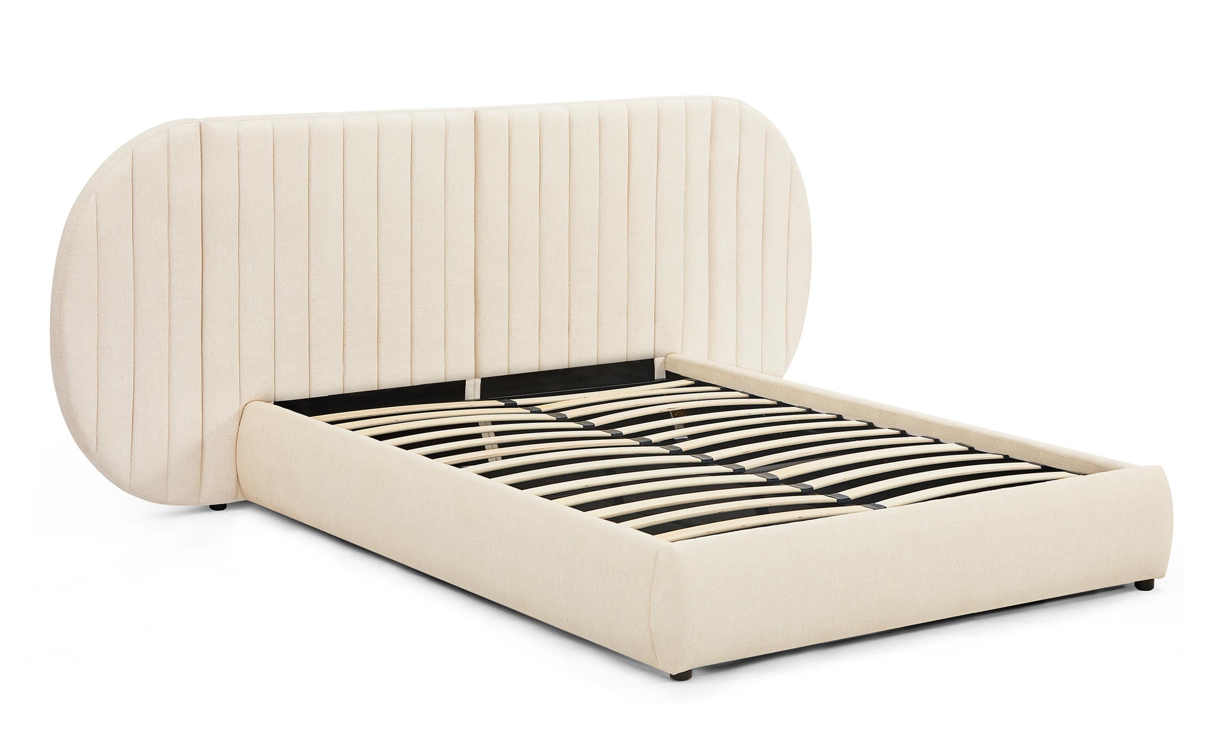 Lit coffre-complet avec tête de lit modulable Cocon 140x200cm Tissu Beige