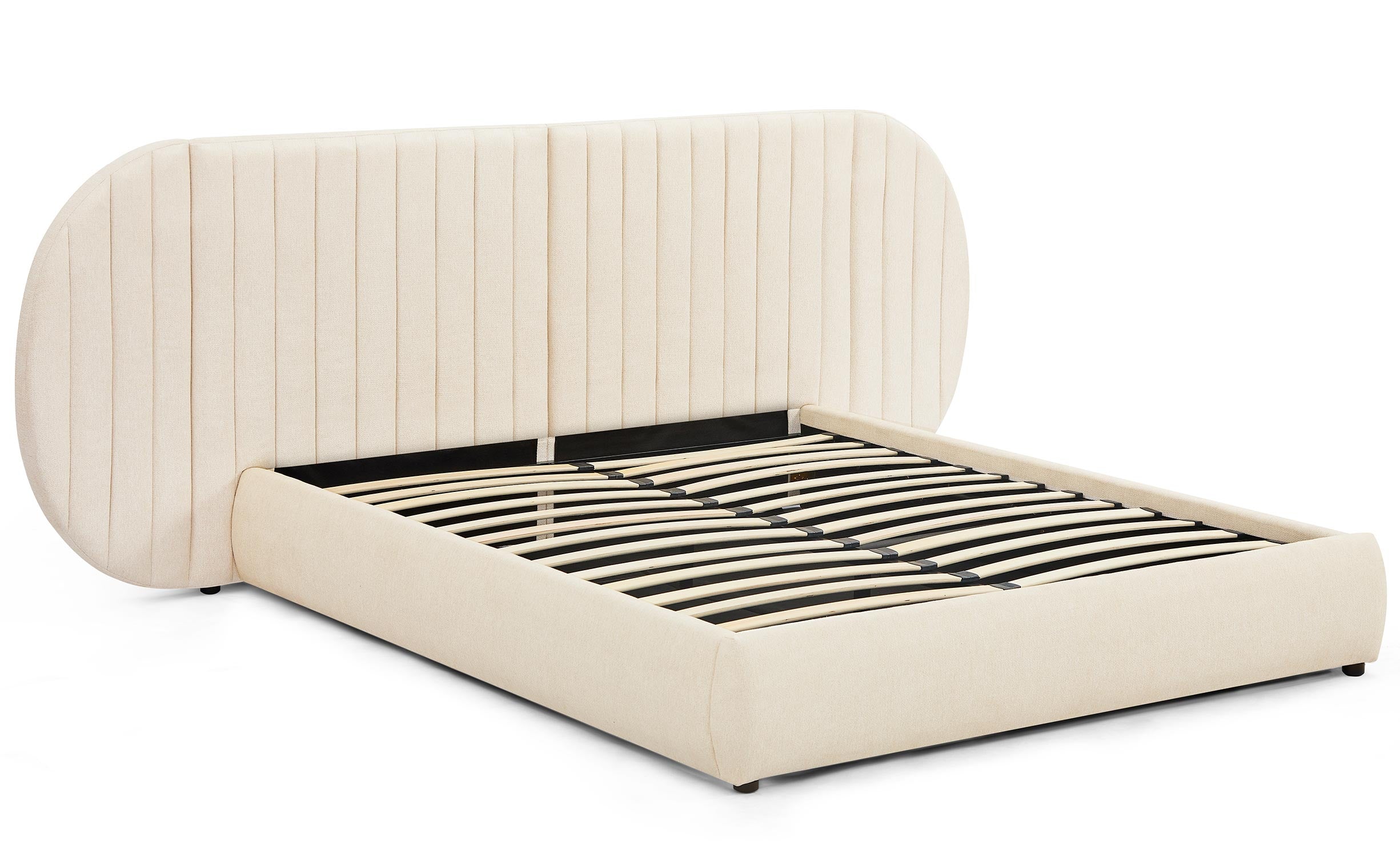 Lit-coffre complet avec tête de lit modulable Cocon 160x200cm Tissu Beige