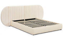 Lit-coffre complet avec tête de lit modulable Cocon 160x200cm Tissu Beige