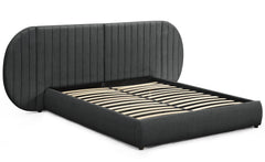 Lit-coffre complet avec tête de lit modulable Cocon 160x200cm Tissu Gris foncé