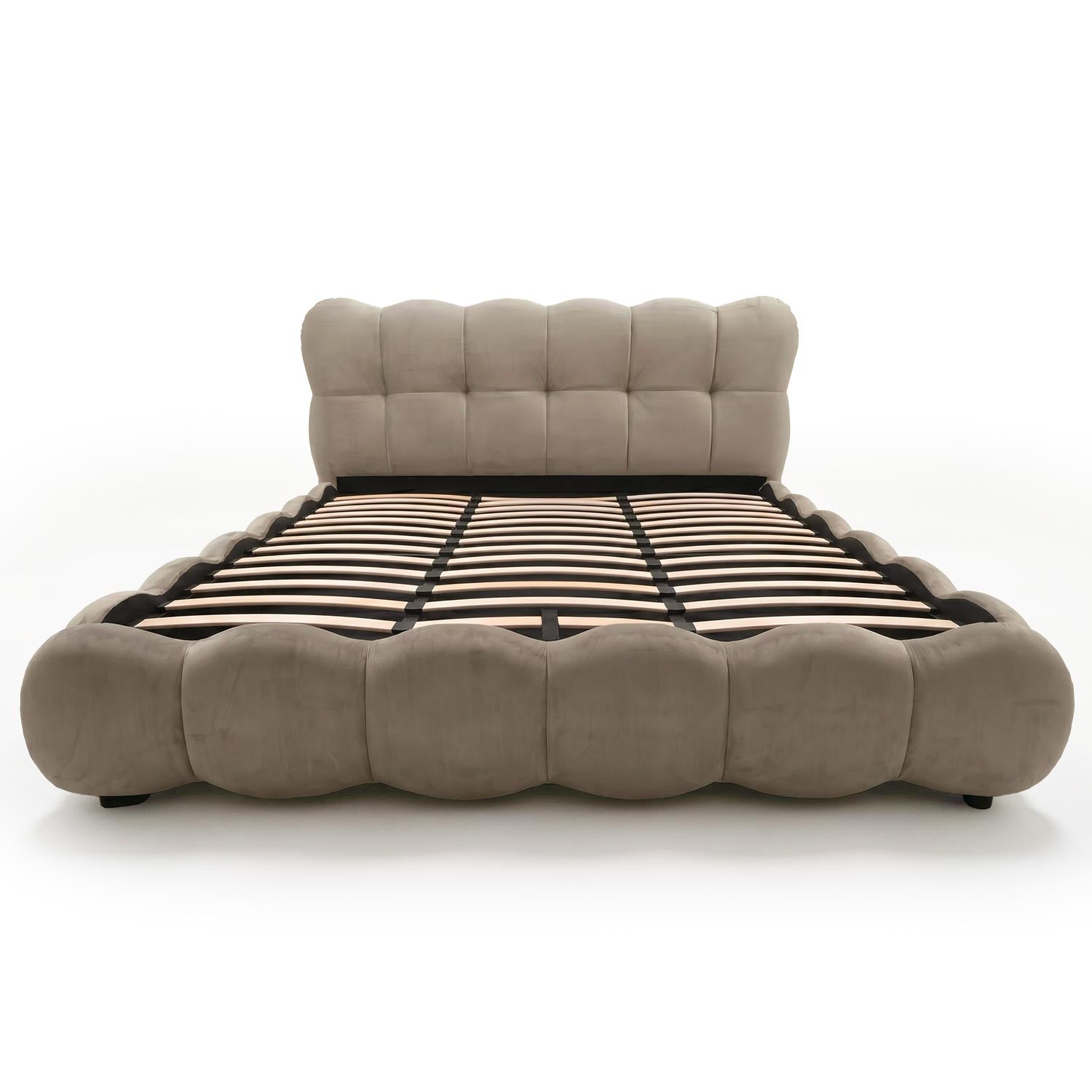 Pack Lit-coffre design boule Bilbola + Matelas Bedream 180x200cm Velours Taupe