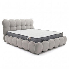 Pack Lit-coffre design boule Bilbola + Matelas Bedream 160x200cm Velours Gris