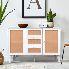 Aparador de rejilla Carnes con 3 cajones y 2 puertas blanco L120cm