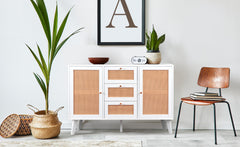 Aparador de rejilla Carnes con 3 cajones y 2 puertas blanco L120cm