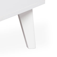 Table basse Carnes avec cannage et 2 tiroirs blanc 120 cm