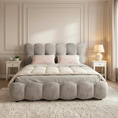 Lit-coffre design boule Bilbola avec sommier relevable 180x200cm Velours Gris