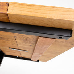 Table à manger rectangulaire style industriel 150cm Rustica Bois de manguier et Métal Noir