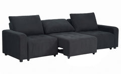 Canapé 3 places convertible et modulable Castelo Velours côtelé Noir