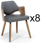 Lote de 8 sillas escandinavas Dima de madera vintage y gris