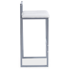 Tabouret de bar Brillo en métal argent et velours blanc