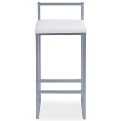 Tabouret de bar Brillo en métal argent et velours blanc
