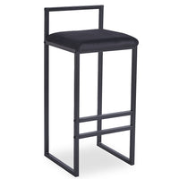 Taburete de bar Brillo de metal negro y terciopelo negro