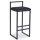 Taburete de bar Brillo de metal negro y terciopelo negro