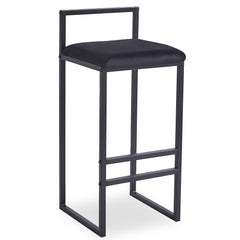 Taburete de bar Brillo de metal negro y terciopelo negro