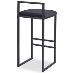 Taburete de bar Brillo de metal negro y terciopelo negro