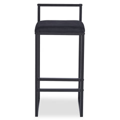 Taburete de bar Brillo de metal negro y terciopelo negro