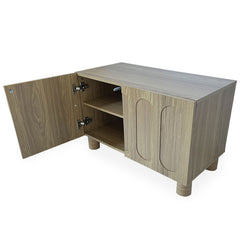 Aparador pequeño con puertas talladas Capril roble grisáceo 80 cm de ancho