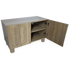Aparador pequeño con puertas talladas Capril roble grisáceo 80 cm de ancho