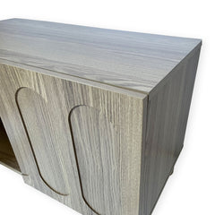 Aparador pequeño con puertas talladas Capril roble grisáceo 80 cm de ancho