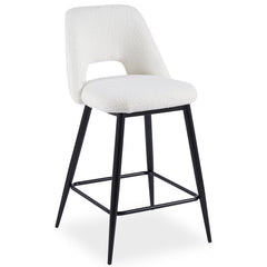 Lot de 2 chaises de bar en métal noir Brady et tissu bouclette crème