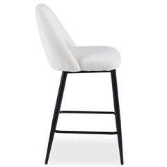 Lot de 2 chaises de bar en métal noir Brady et tissu bouclette crème