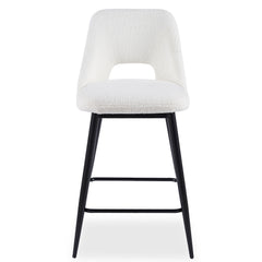 Lot de 2 chaises de bar en métal noir Brady et tissu bouclette crème