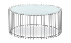 Ensemble de 2 tables basses Universe Verre Blanc et Métal Gris