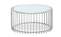 Ensemble de 2 tables basses Universe Verre Blanc et Métal Gris