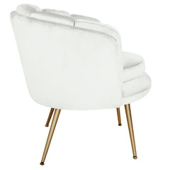 Fauteuil arrondi Brenda Velours Blanc