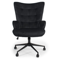Fauteuil de bureau Beaso en velours noir à haut dossier