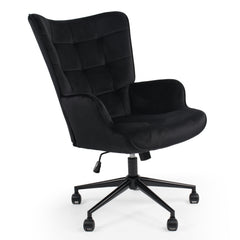 Sillón de oficina Beaso de terciopelo negro con respaldo alto