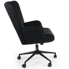 Sillón de oficina Beaso de terciopelo negro con respaldo alto