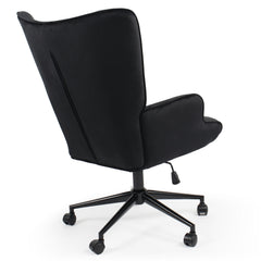 Sillón de oficina Beaso de terciopelo negro con respaldo alto