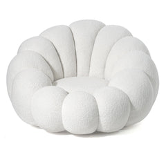 Sillón concha Basha de tela bouclé blanca