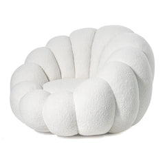 Sillón concha Basha de tela bouclé blanca