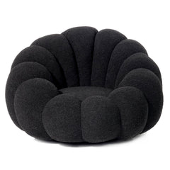Sillón concha Basha de tela bouclé negra